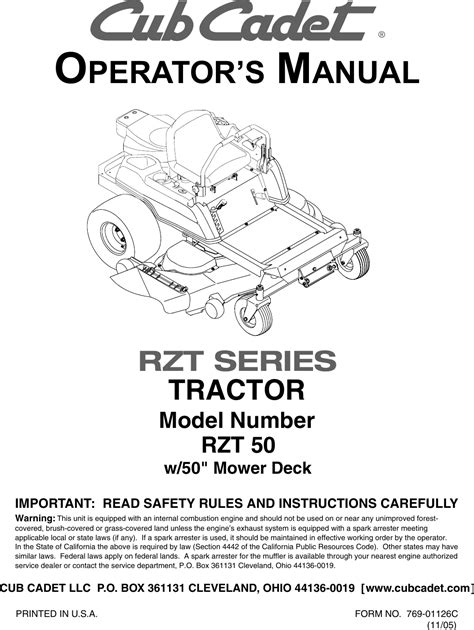 Cub Cadet Rzt 50 Operators Manual Manualslib Makes It Easy To Find