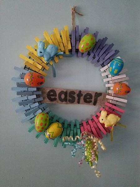 Easter Clothespin Wreath Wreath Crafts Easter Mesh Wreaths Easter