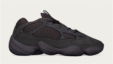 Keeping it monochromatic, this pair is covered entirely in one color: adidas Yeezy 500 "Utility Black" Release Info - JustFreshKicks