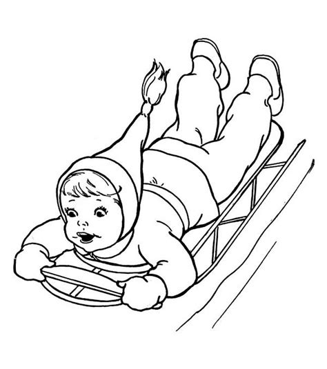 Sled Coloring Pages Dog Printable Winter Sledding Kids Color