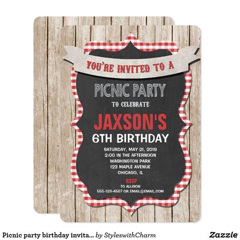 Picnic Birthday Party Invitation Feqtutf