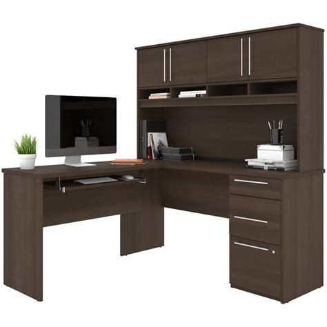 Free shipping for many products! bestar innova 59" wooden l shaped computer desk with hutch ...