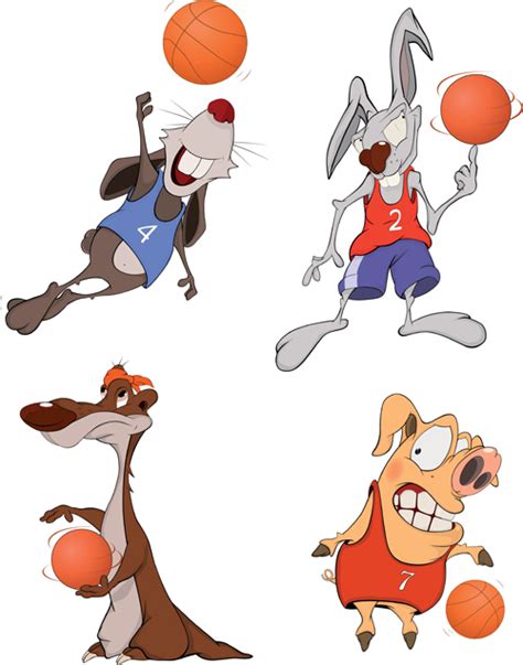 Funny Animals With Basketball Vector 02 Free Download