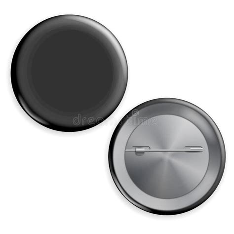 Blank Black Badge Vector Advertise Blank Round Metal Button Stock