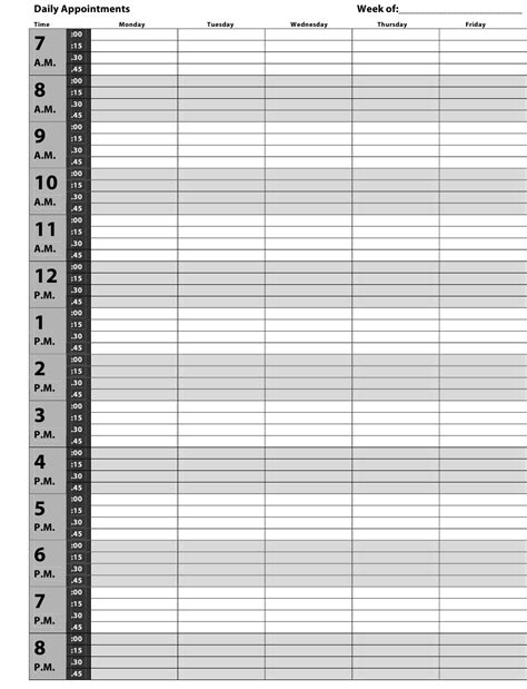Daily Appointment Schedule Template Download Printable PDF | Templateroller