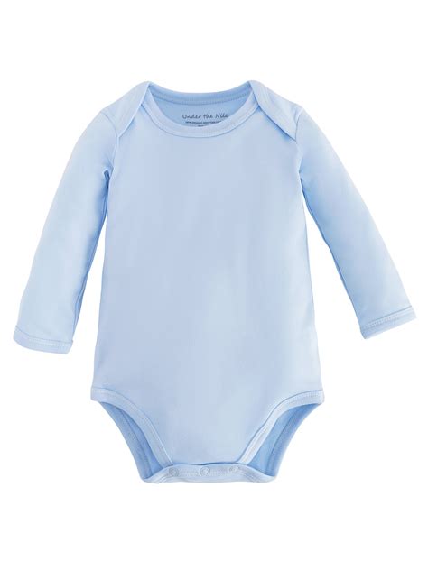 Organic Cotton Baby Long Sleeve Bodysuit Blue Under The Nile