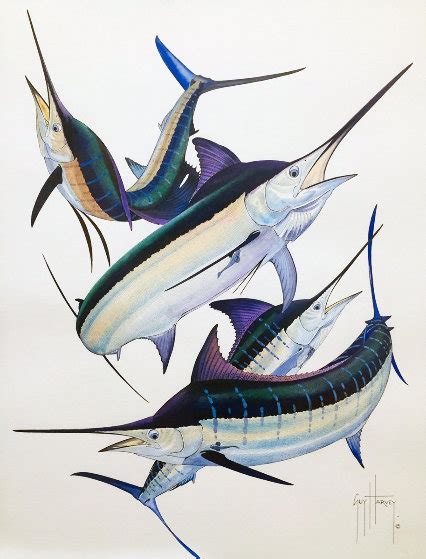 Pacific Super Grand Slam Watercolor 2010 29x25 By Guy Harvey For Sale