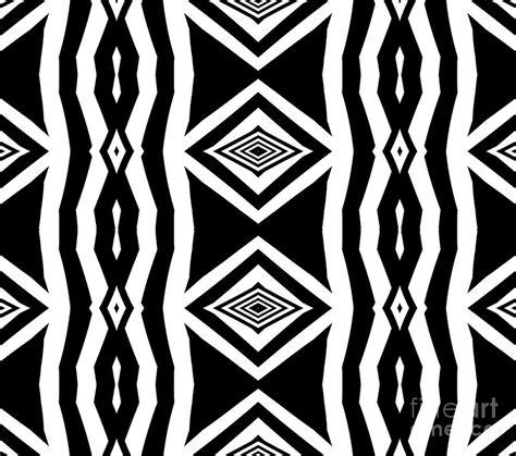 Geometric Pattern Abstract Black White Art No339 Digital Art By