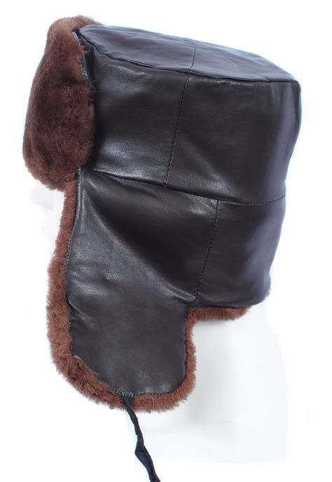 Original Warm Winter Brown Leather Hat Ushanka Russian Etsy