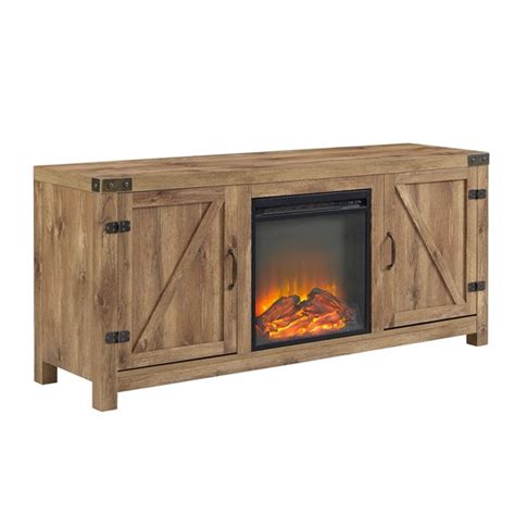 Walker Edison Farmhouse Fireplace Tv Stand With 2 Doors 58 In X 25 In