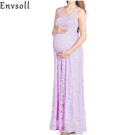 Envsoll Maternity Photography Props Maxi Maternity Gown Lace Maternity Dress Sleeveless Fancy