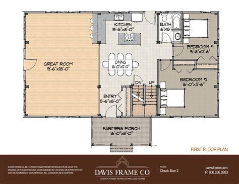 Classic Barn 2 Floor Plan Barn House Plan Davis Frame