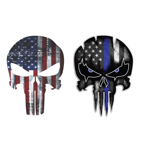Buy Practlsol Car Decals 2 Pack Punisher Skull Decal Reflective