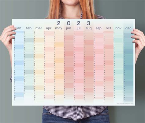 Planificador De Pared De Color Degradado 2023 Calendario De Etsy España