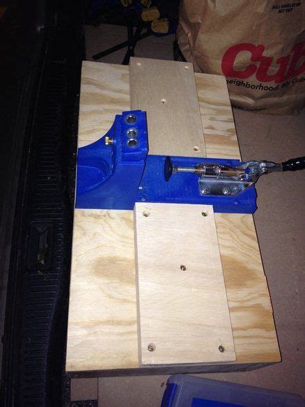 Kreg Jig Is Mounted On The Hinged Lid Of A Box With Risers To Provide