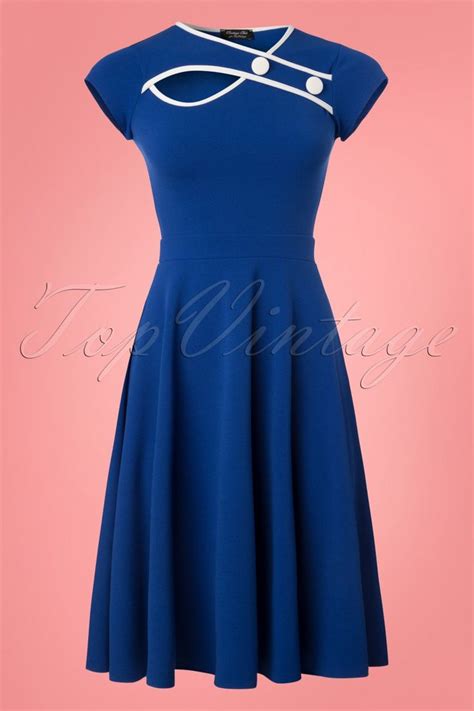 1960s Dresses A Rainbow Of 50 Dresses Pictures 50s Rita Short Sleeve Swing Dress In Royal