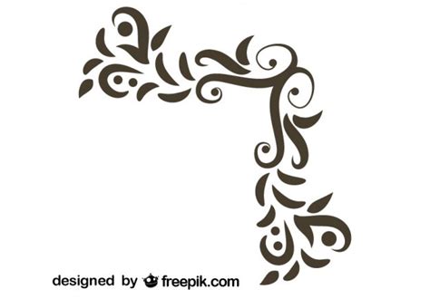 Free Vector Retro Floral Swirl Stylish Corner Design