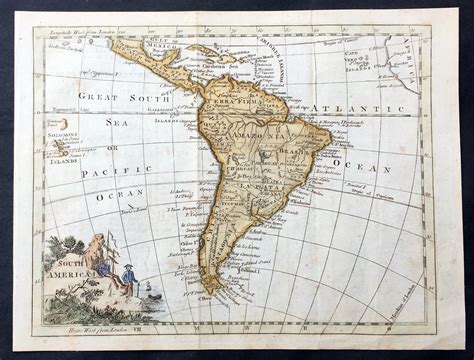 1754 Thomas Jefferys Old Antique Map Of South America Classical Images