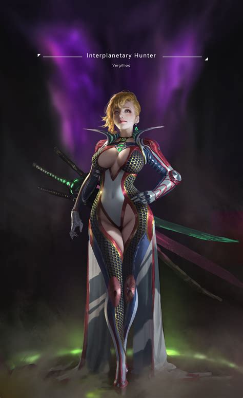 ArtStation Interplanetary Hunter Vergil Hoo Fantasy Female Warrior