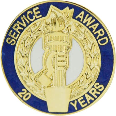 20 Years Service Award Enameled Round Pin Trophy Depot