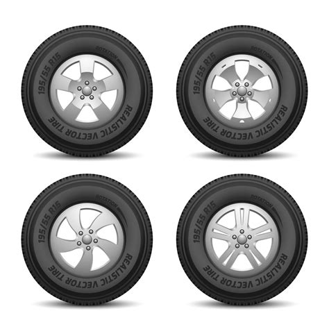 Truck And Car Wheels With Tires And Disk Vector Illustration By