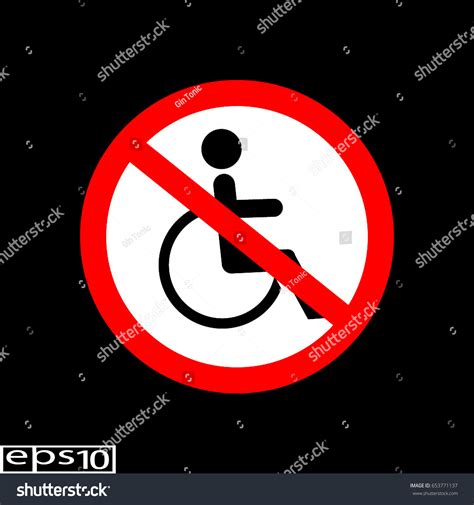 Prohibition Sign Icon No Disabled Person Stock Vector Royalty Free