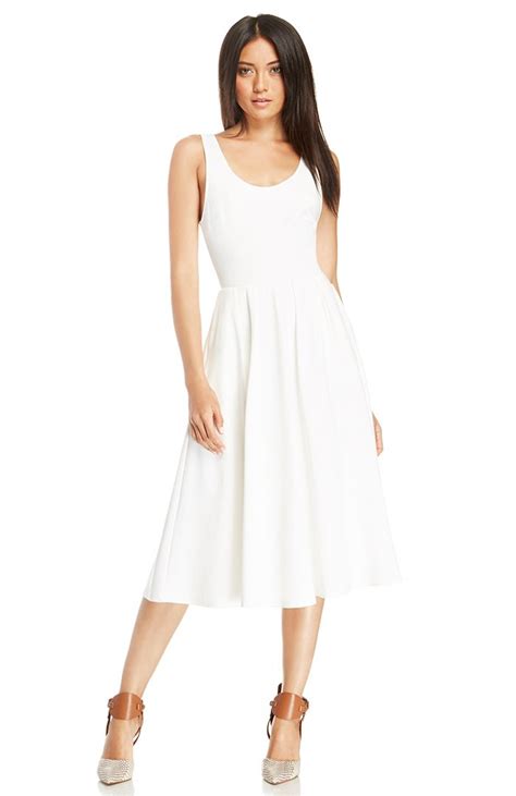 Dailylook Pleated A Line Midi Dress In White Fit N Flare Dress