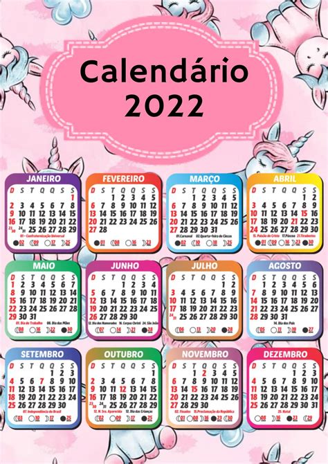 Calendário Personalizado 2022 Em 2022 Calendário Calendários