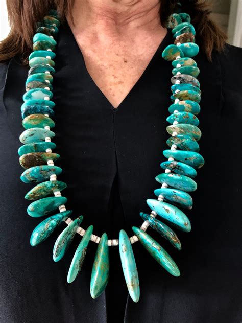 Graduated Turquoise Stone Necklace Museum Piece Native Etsy In 2021