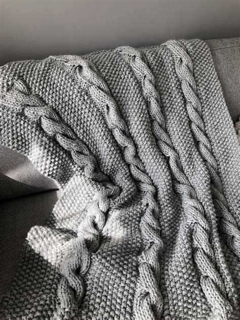 Beautiful Handmade Seriously Chunky Cable Knit Throw Chunky Cable