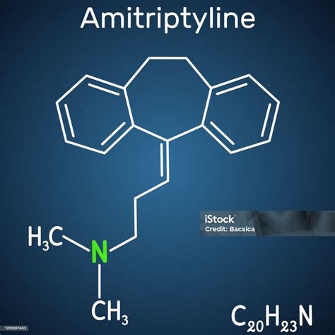 amitriptyline c20h23n molecule it is tricyclic antidepressant tca with analgesic properties is