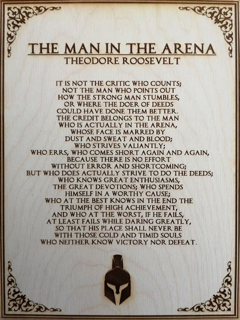 Man In The Arena Theodore Roosevelt Engraved Poem Board Etsy