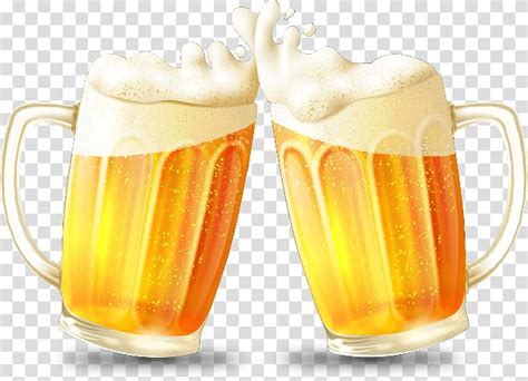Two Beer Mug Illustration Beer Cup Euclidean Drink Beer Transparent