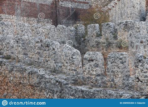 Ancient Fortress Walls Wall System Battlements And Towers Overgrown