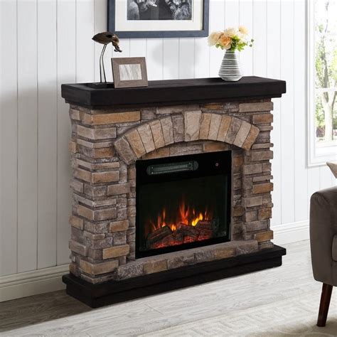 36 Inch Wide Faux Stone Electric Fireplace Mantel On Sale Overstock
