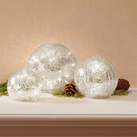 Led Crackle Glass Spheres Crackle Glass Traditional Holiday Decor
