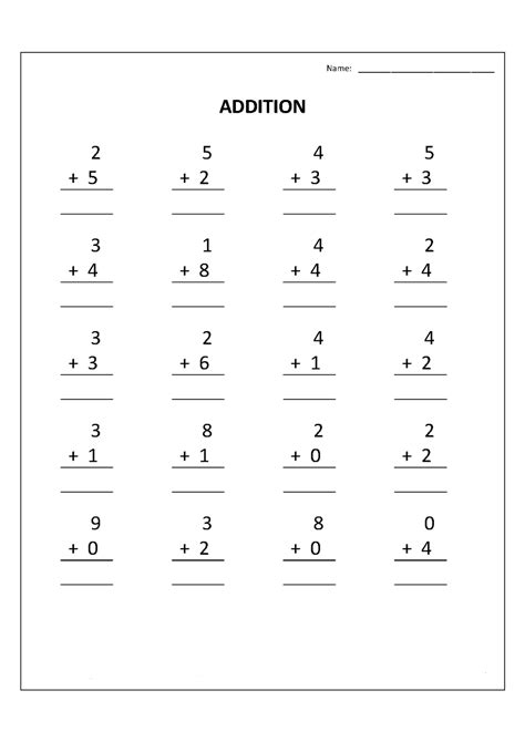 Free Printable Kindergarten Math Worksheets Easy Addition Worksheets