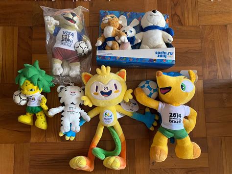 Set Of 8 Genuine Olympic And Fifa Mascot Plush Toys Hobbies And Toys