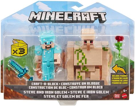 Minecraft Craft A Block Steve Iron Golem 325 Action Figure 2 Pack