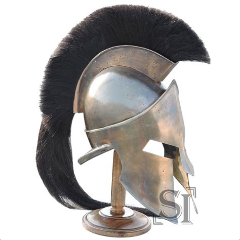 Greek Spartan King Crested Helmet With Stand 2d1 Hm139