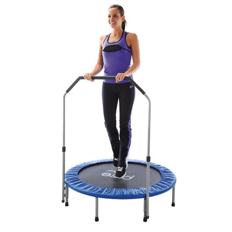 Pure Fun 40 Inch Exercise Trampoline With Handrail Blue