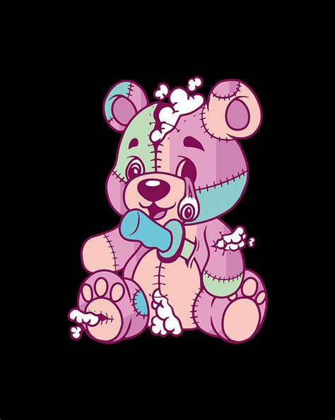 Anime Aesthetic Pastel Goth Evil Stich Teddy Bear Ts Drawing By