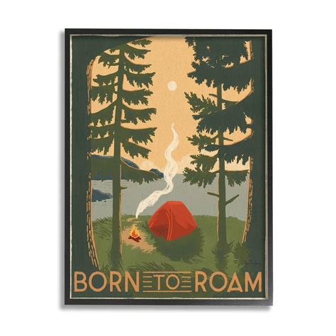 Stupell Industries Born To Roam Phrase Rustic Camping Tent By Janelle