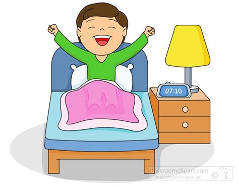 Home Boy In Bed Waking Up In The Morning Classroom Clipart
