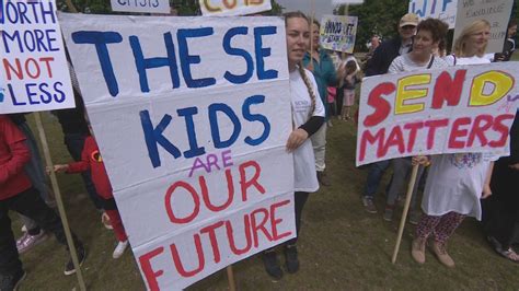hundreds protest over cuts to special educational needs itv news meridian