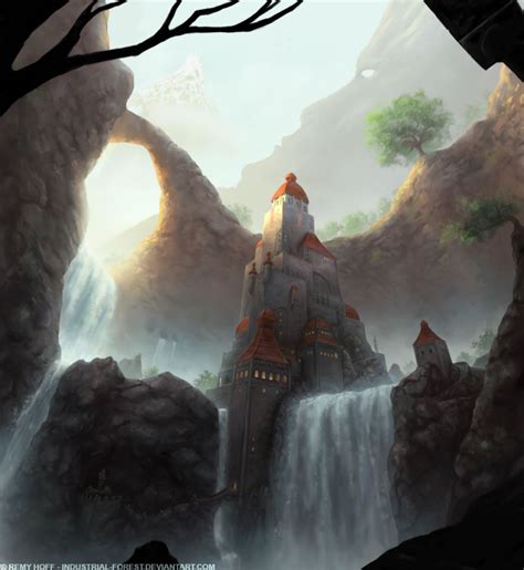 Waterfall Castle By Industrial Forest On Deviantart Fantasy Castle