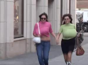 Nadine Jansen And Milena Velba Running While Braless Scrolller