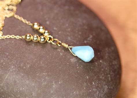 Larimar Necklace Blue Crystal Necklace Dainty Gemstone Necklace
