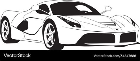 Super Car Line Art Outline Car Royalty Free Vector Image