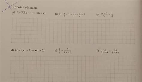Rozwiąż Równania X+6/2=4/3 - Rozwiąż równania.a) 2-5(3x-4)=5(6+x) b) x+x/2-1=2x-x/2+1... - Brainly.pl